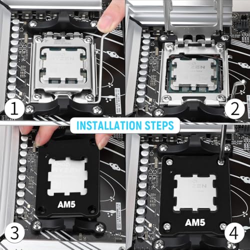 ZORBES® Aluminum Integrated CPU Holder for AMD AM5 ASF CPU Anti-Bending Contact Frame with 4Pcs Screws & 1x Screwdriver, 69x53x5mm ZORBES® Aluminum Integrated CPU Holder for AMD AM5 ASF CPU Anti-Bending Contact Frame with 4Pcs Screws & 1x Screwdriver, 69x53x5mm
